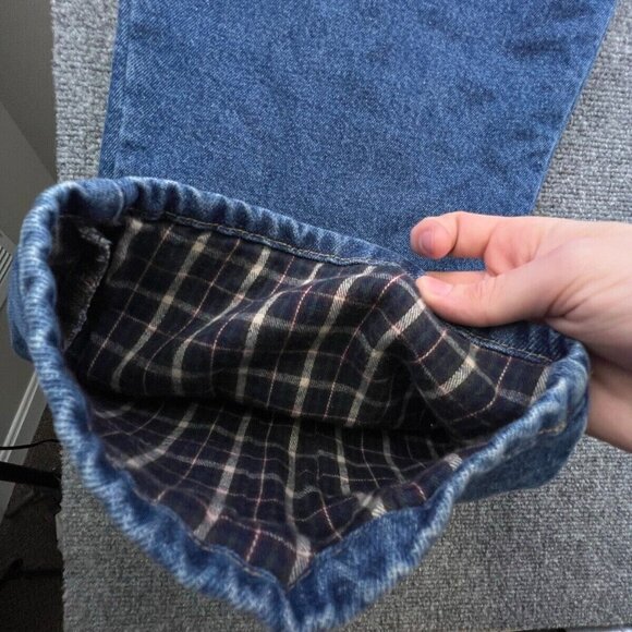LL Bean Blue Jeans Adult Men's 44X30 Relaxed Fit Blanket Lined Plaid 100% Cotton - Picture 9 of 12